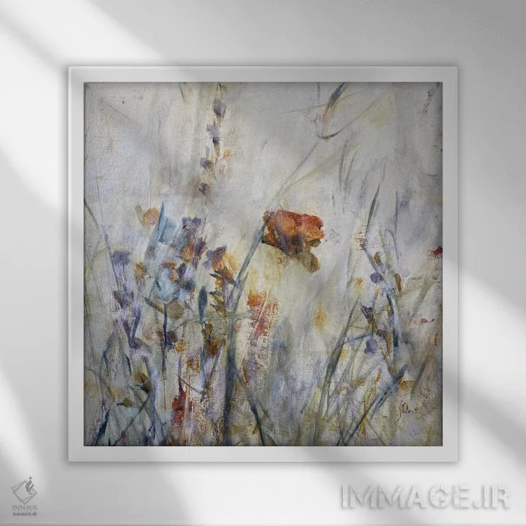 تابلو انتزاعی جملات کوچک یک اثر جولیان اسپنسر - نمای قابدار سفید