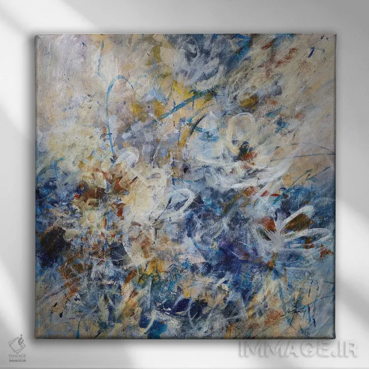 تابلو انتزاعی گل های اسپانیایی اثر جولیان اسپنسر - نمای روبهرو روی دیوار