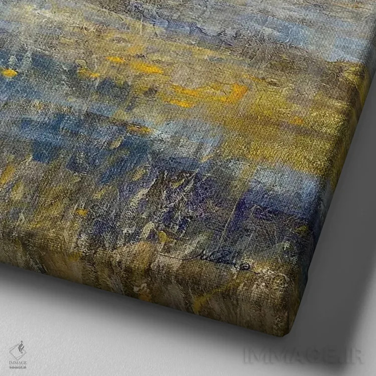 تابلو انتزاعی باتلاق مه آلود اثر جولیان اسپنسر - نمای نزدیک بافت بوم