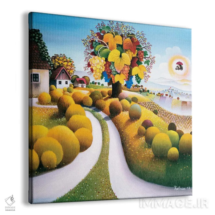 تابلو دکوراتیو پاییز پرشکوه اثر جوسیپ فالیچا - نمای پرسپکتیو محصول