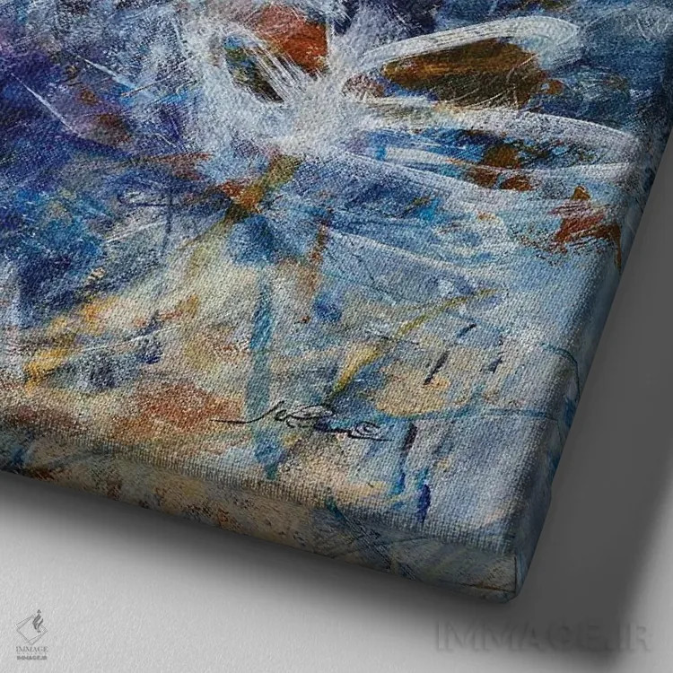 تابلو انتزاعی گل های اسپانیایی اثر جولیان اسپنسر - نمای نزدیک بافت بوم