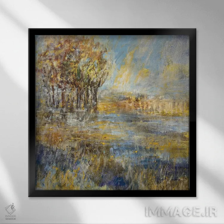 تابلو انتزاعی باتلاق مه آلود اثر جولیان اسپنسر - نمای قابدار مشکی