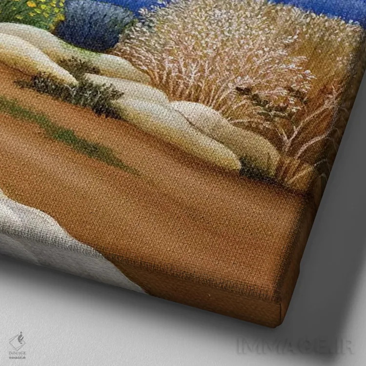 تابلو دکوراتیو مزرعه اسطوخودوس اثر جوسیپ فالیچا - نمای نزدیک بافت بوم