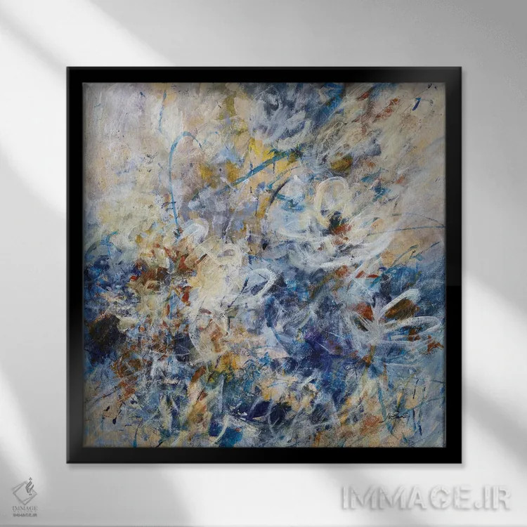 تابلو انتزاعی گل های اسپانیایی اثر جولیان اسپنسر - نمای قابدار مشکی