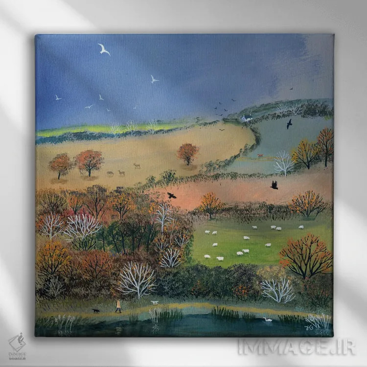 تابلو دکوراتیو فرار با دوستان اثر جو گراندی - نمای روبهرو روی دیوار