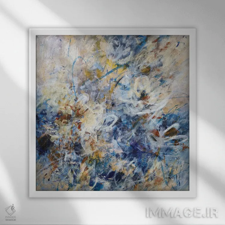 تابلو انتزاعی گل های اسپانیایی اثر جولیان اسپنسر - نمای قابدار سفید