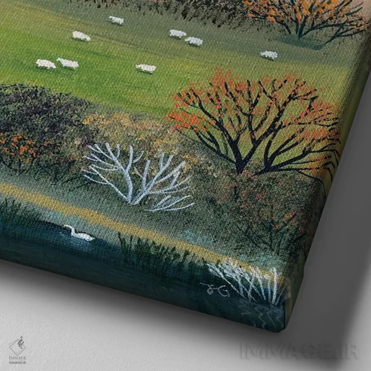 تابلو دکوراتیو فرار با دوستان اثر جو گراندی - نمای نزدیک بافت بوم