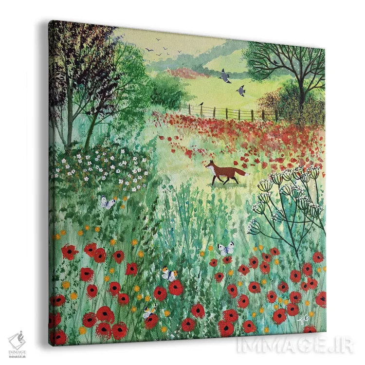 تابلو دکوراتیو سرتاسر دشت شقایق اثر جو گراندی - نمای پرسپکتیو محصول