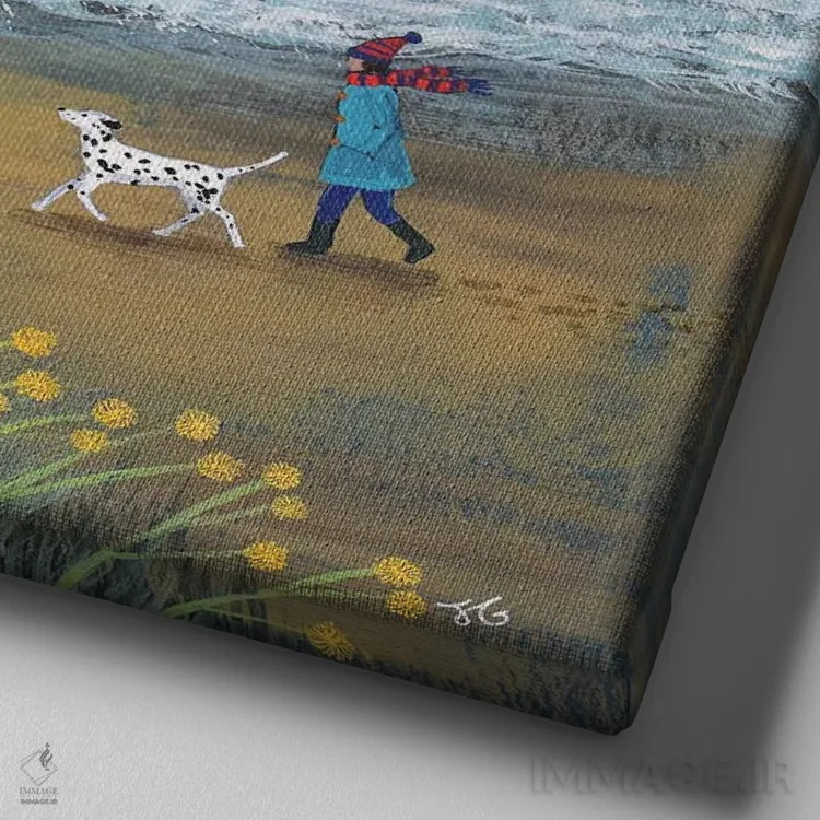 تابلو دکوراتیو بادزده اثر جو گراندی - نمای نزدیک بافت بوم