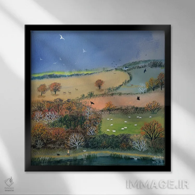 تابلو دکوراتیو فرار با دوستان اثر جو گراندی - نمای قابدار مشکی