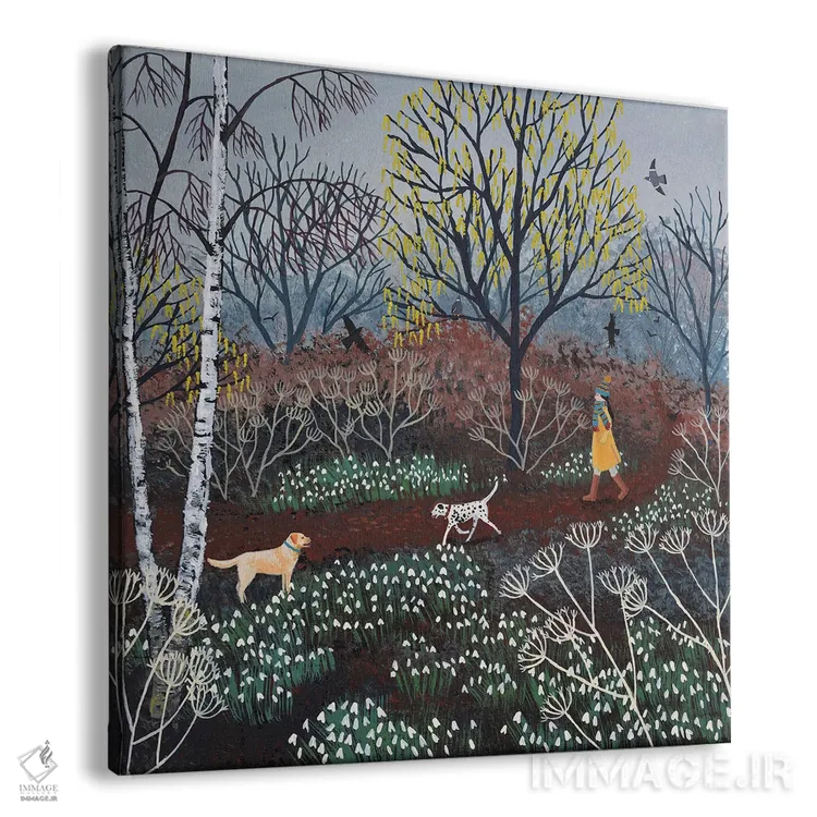 تابلو دکوراتیو قدم زنی تند میان گل برفی ها اثر جو گراندی - نمای پرسپکتیو محصول