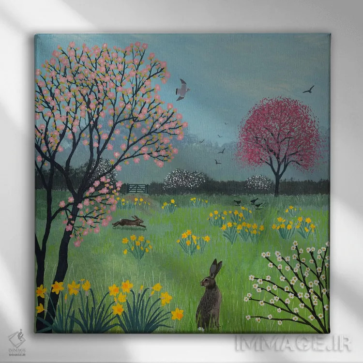 تابلو دکوراتیو خرگوش های مارس اثر جو گراندی - نمای روبهرو روی دیوار