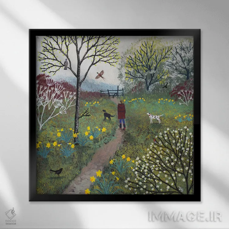 تابلو دکوراتیو مسیر به سوی نرده مزرعه اثر جو گراندی - نمای قابدار مشکی