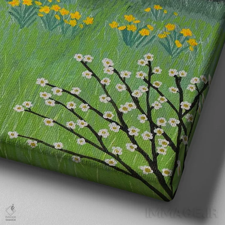 تابلو دکوراتیو خرگوش های مارس اثر جو گراندی - نمای نزدیک بافت بوم