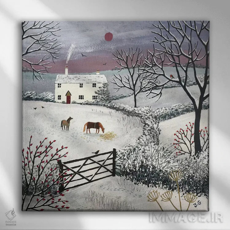 تابلو دکوراتیو چرای زمستانی اثر جو گراندی - نمای روبهرو روی دیوار