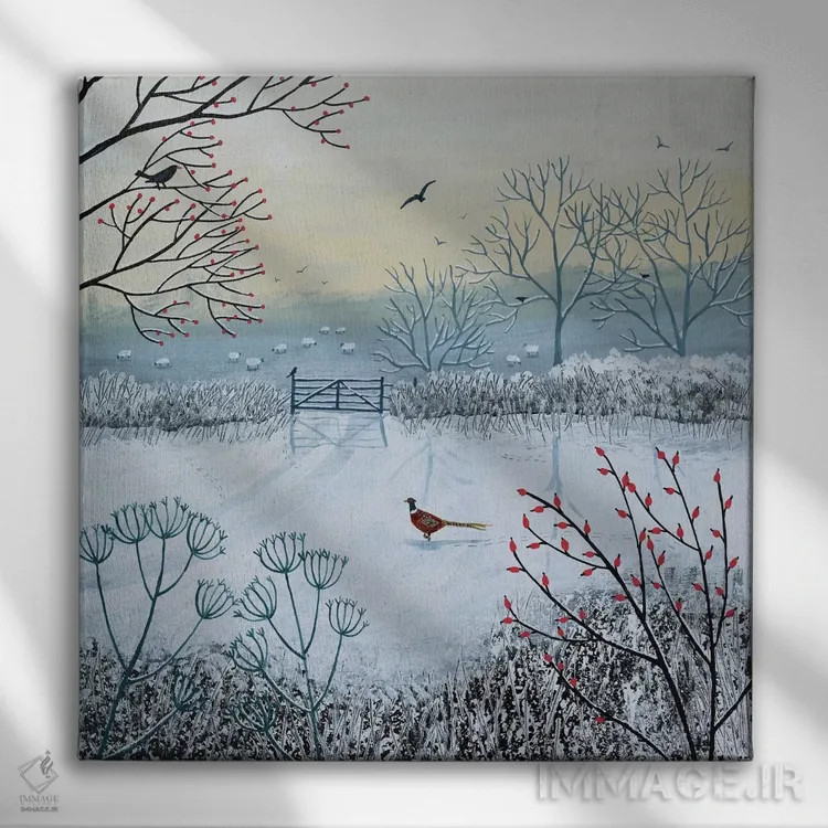 تابلو دکوراتیو صبح برفی اثر جو گراندی - نمای روبهرو روی دیوار
