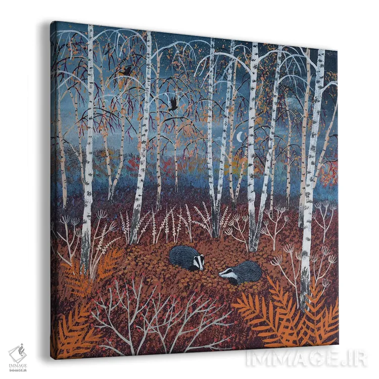 تابلو دکوراتیو گورها در جنگل پاییزی اثر جو گراندی - نمای پرسپکتیو محصول