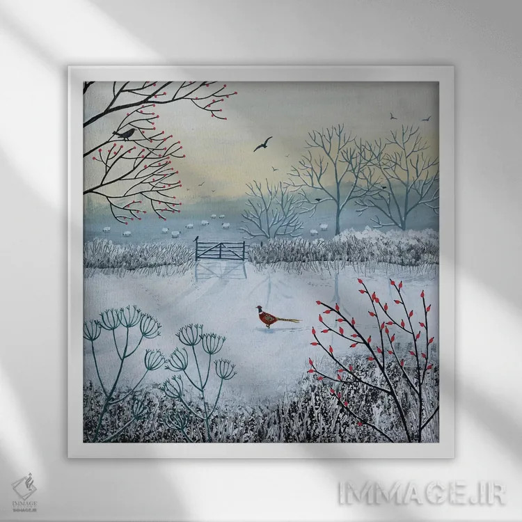 تابلو دکوراتیو صبح برفی اثر جو گراندی - نمای قابدار سفید