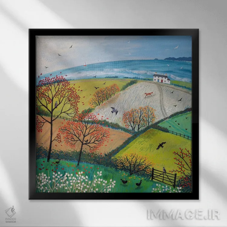 تابلو دکوراتیو نسیم پاییزی اثر جو گراندی - نمای قابدار مشکی