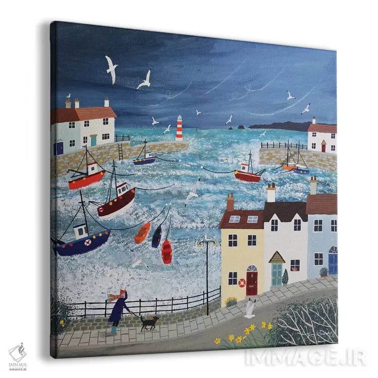 تابلو دکوراتیو بندر طوفانی اثر جو گراندی - نمای پرسپکتیو محصول