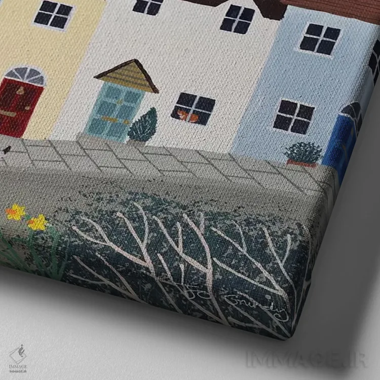 تابلو دکوراتیو بندر طوفانی اثر جو گراندی - نمای نزدیک بافت بوم