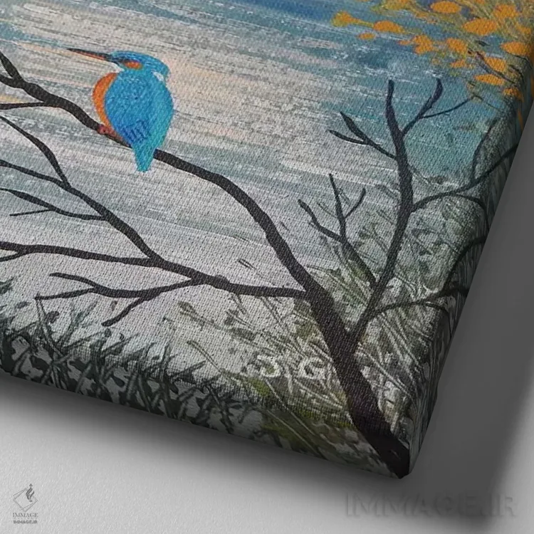 تابلو دکوراتیو پادشاه رودخانه اثر جو گراندی - نمای نزدیک بافت بوم