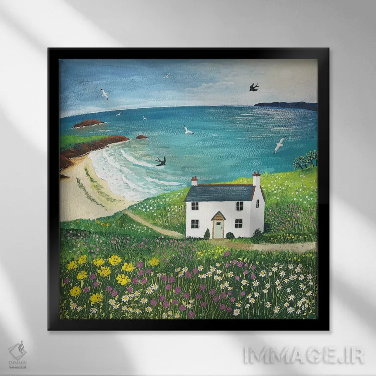 تابلو دکوراتیو کلبه ساحلی اثر جو گراندی - نمای قابدار مشکی