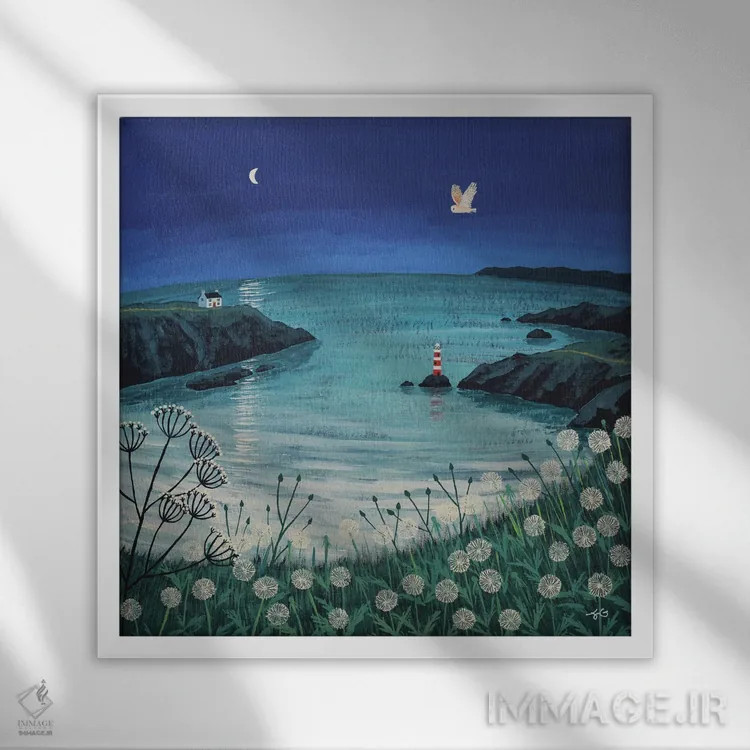 تابلو دکوراتیو زمان و جزر و مد اثر جو گراندی - نمای قابدار سفید