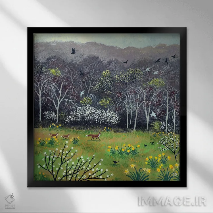 تابلو دکوراتیو شکوفایی اثر جو گراندی - نمای قابدار مشکی