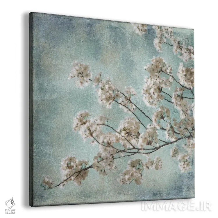 تابلو دکوراتیو شکوفه های آبی I اثر جان سبا - نمای پرسپکتیو محصول