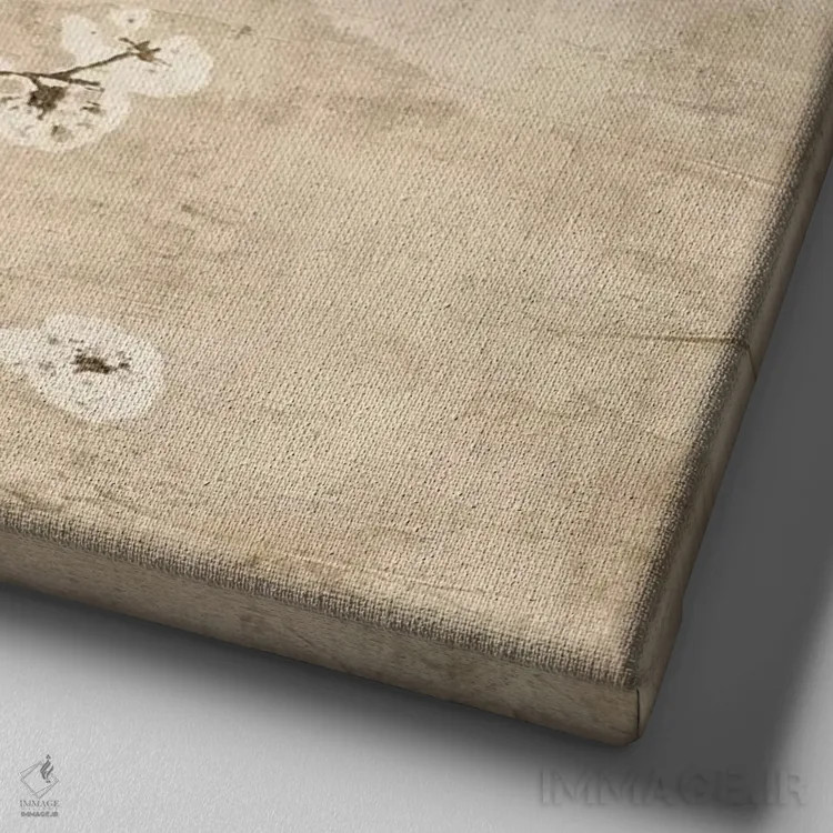 تابلو دکوراتیو شکوفه های گیلاس II اثر جان سبا - نمای نزدیک بافت بوم