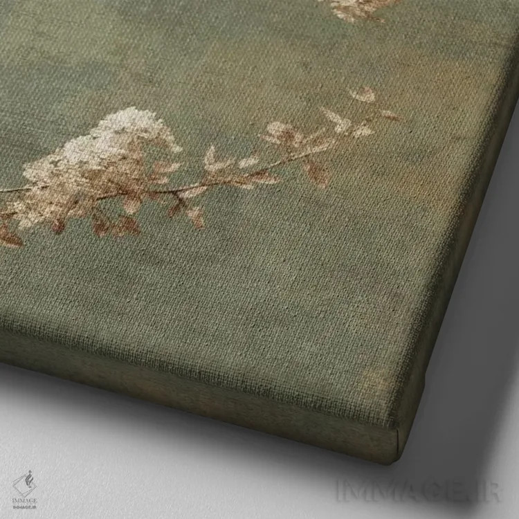 تابلو دکوراتیو شکوفه صبحگاهی II اثر جان سبا - نمای نزدیک بافت بوم