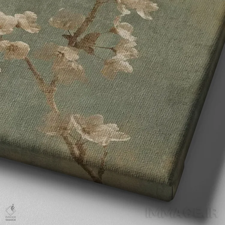 تابلو دکوراتیو شکوفه صبحگاهی I اثر جان سبا - نمای نزدیک بافت بوم