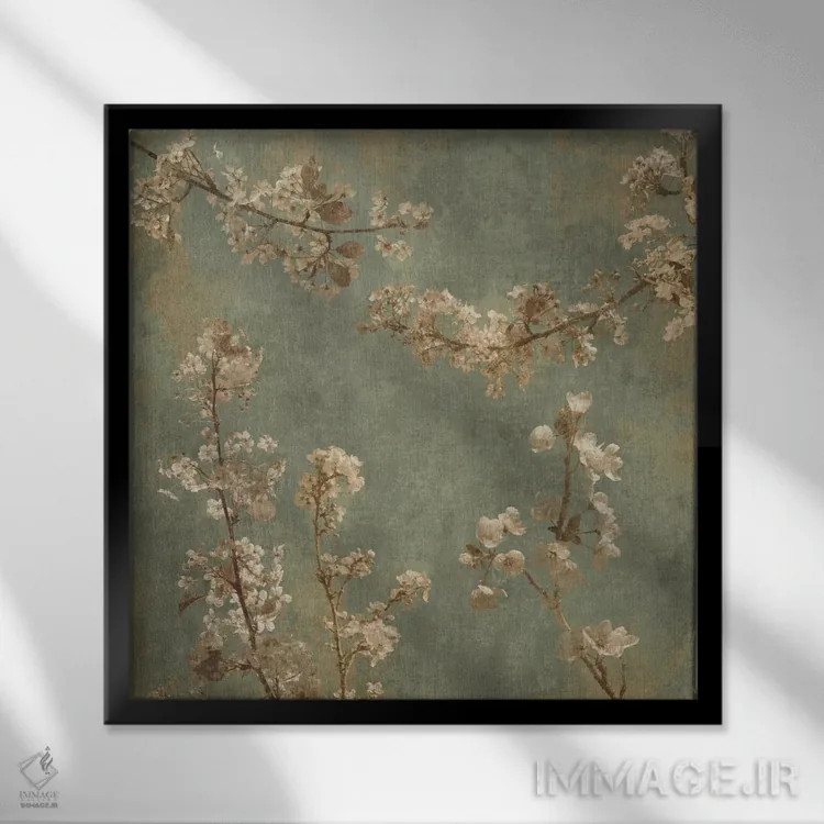 تابلو دکوراتیو شکوفه صبحگاهی I اثر جان سبا - نمای قابدار مشکی