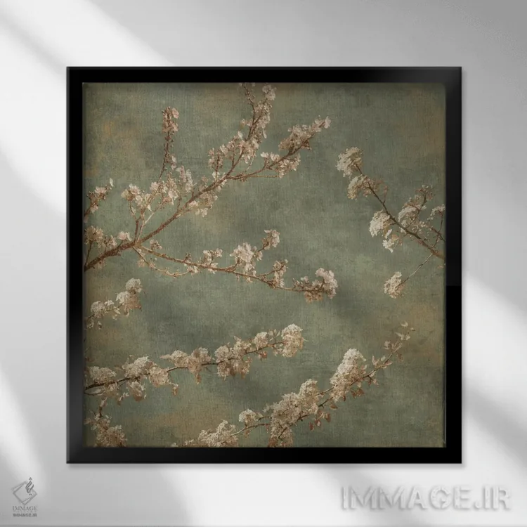 تابلو دکوراتیو شکوفه صبحگاهی II اثر جان سبا - نمای قابدار مشکی