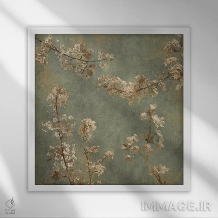 تابلو دکوراتیو شکوفه صبحگاهی I اثر جان سبا - نمای قابدار سفید