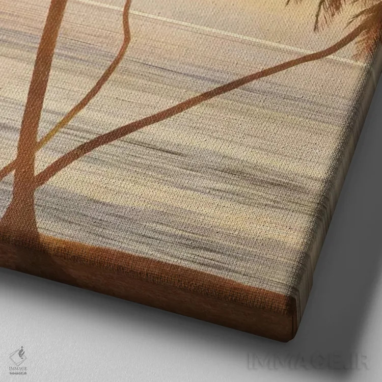 تابلو دکوراتیو نخل ها روی آب I اثر جان سبا - نمای نزدیک بافت بوم