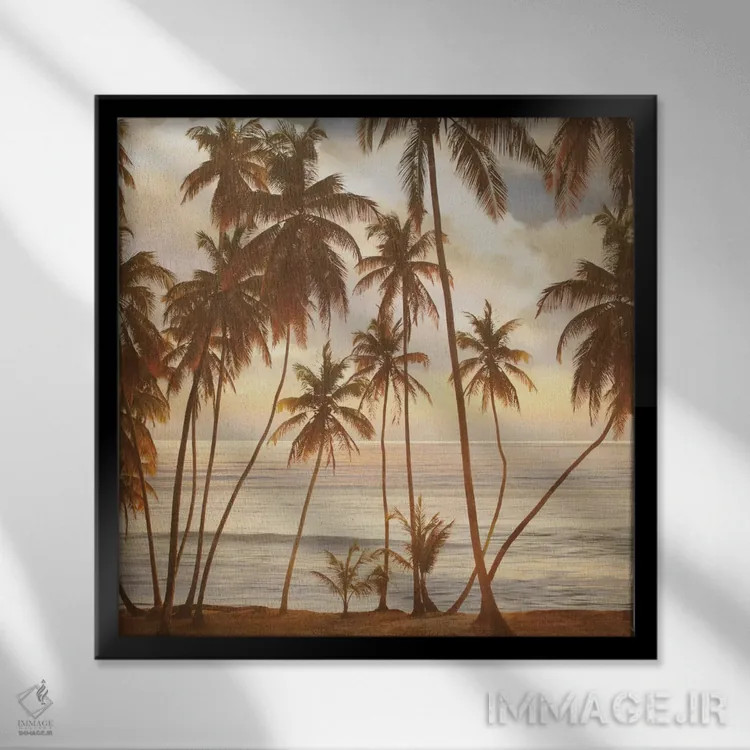 تابلو دکوراتیو نخل ها روی آب I اثر جان سبا - نمای قابدار مشکی