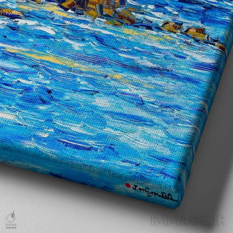 تابلو دکوراتیو جزایر پایه دار اثر یواخیم مک میلان - نمای نزدیک بافت بوم