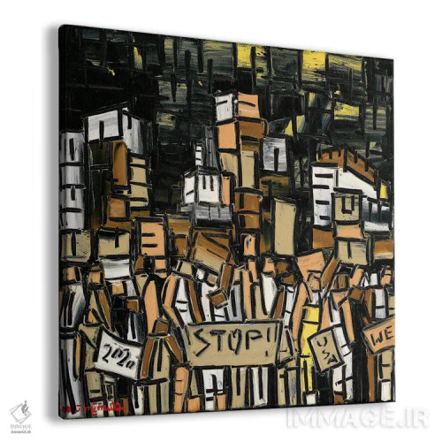 تابلو انتزاعی انقلاب اعتراضی اثر یواخیم مک میلان - نمای پرسپکتیو محصول