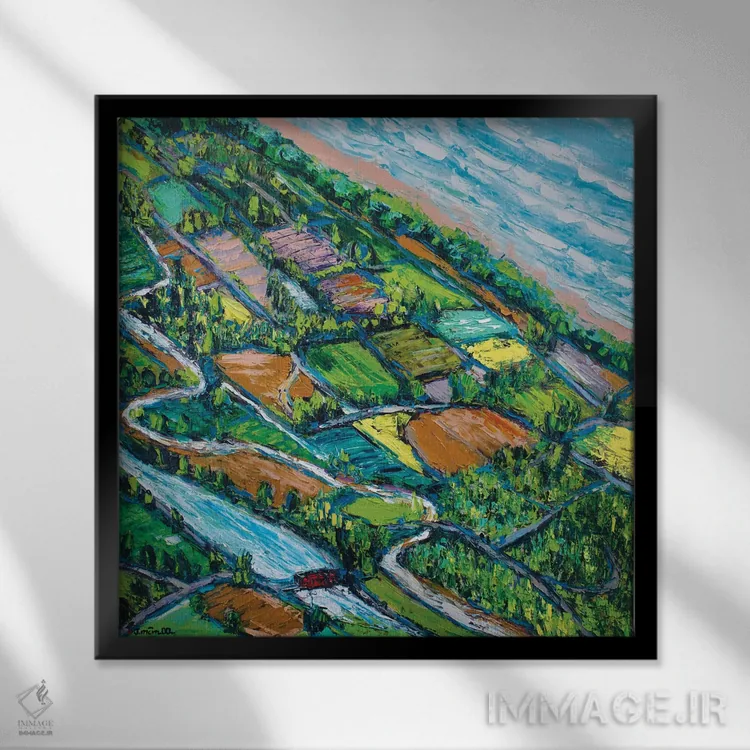 تابلو دکوراتیو بررسی اجمالی اثر یواخیم مک میلان - نمای قابدار مشکی