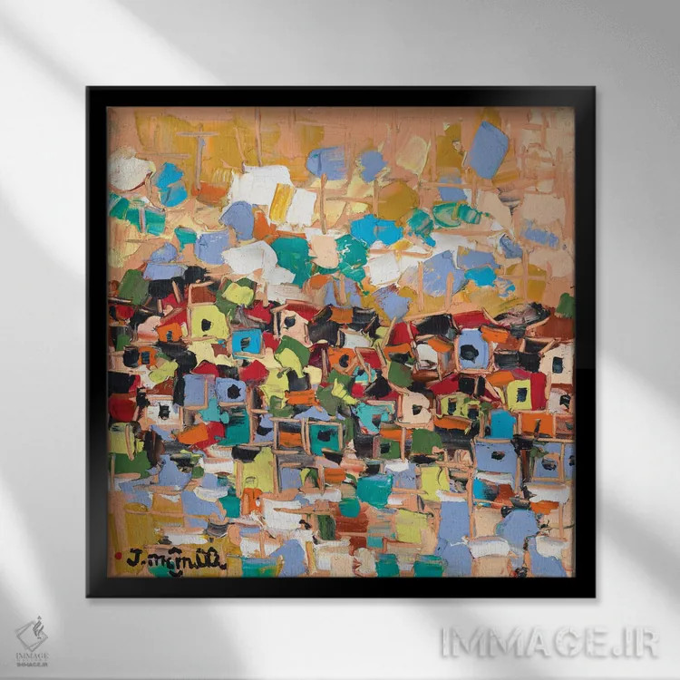 تابلو انتزاعی ساحل خلیج اثر یواخیم مک میلان - نمای قابدار مشکی