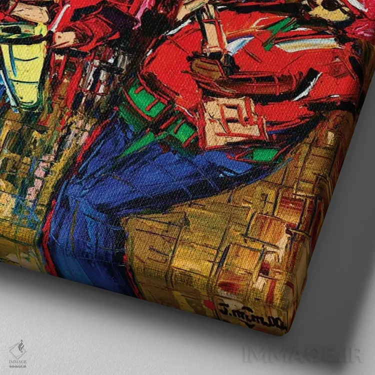 تابلو دکوراتیو کلاه گیس های بنگلور اثر یواخیم مک میلان - نمای نزدیک بافت بوم