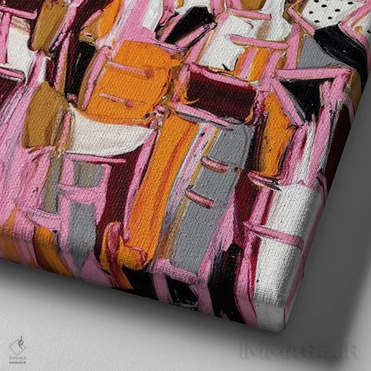 تابلو انتزاعی گردهمایی خانوادگی اثر یواخیم مک میلان - نمای نزدیک بافت بوم