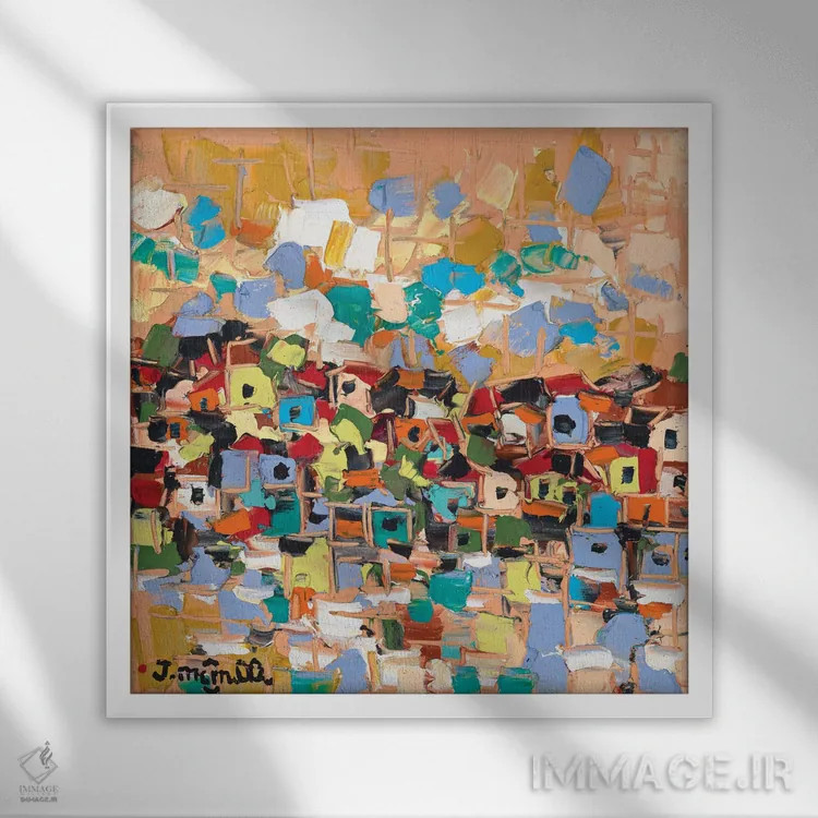 تابلو انتزاعی ساحل خلیج اثر یواخیم مک میلان - نمای قابدار سفید