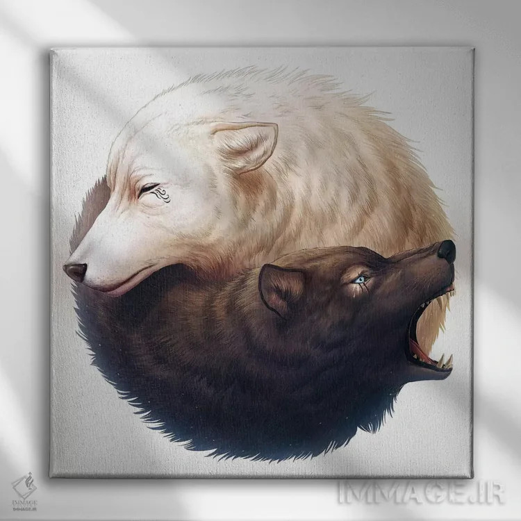 تابلو دکوراتیو یین و یانگ اثر جو جو آرت - نمای روبهرو روی دیوار