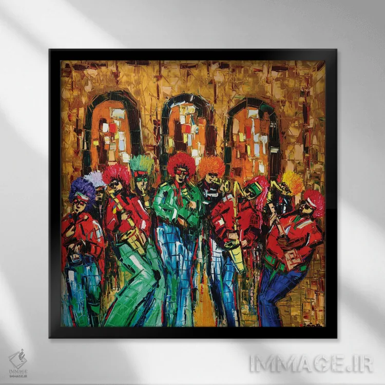 تابلو دکوراتیو کلاه گیس های بنگلور اثر یواخیم مک میلان - نمای قابدار مشکی