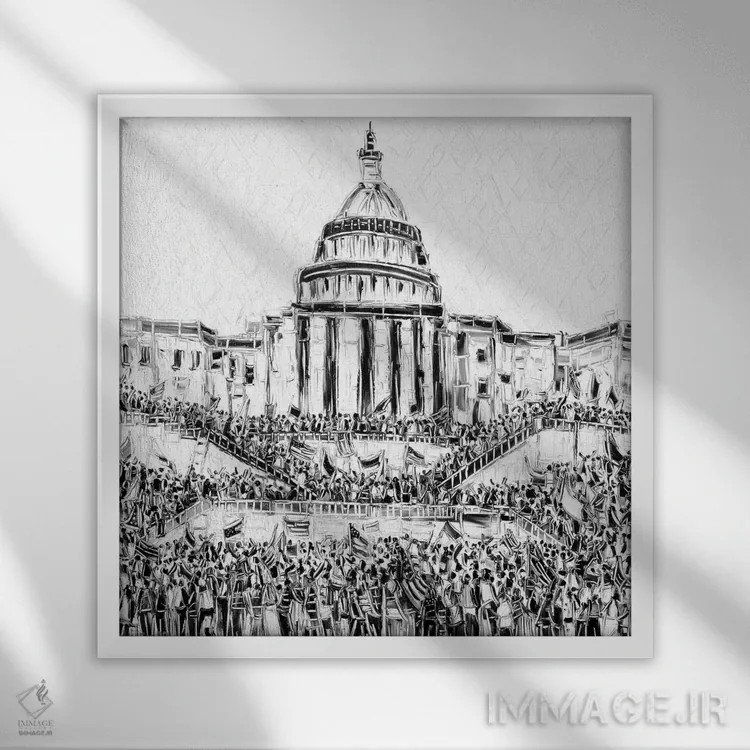 تابلو دکوراتیو تسلط بر کنگره اثر یواخیم مک میلان - نمای قابدار سفید