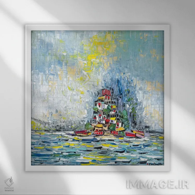 تابلو دکوراتیو جزیره قلعه اثر یواخیم مک میلان - نمای قابدار سفید