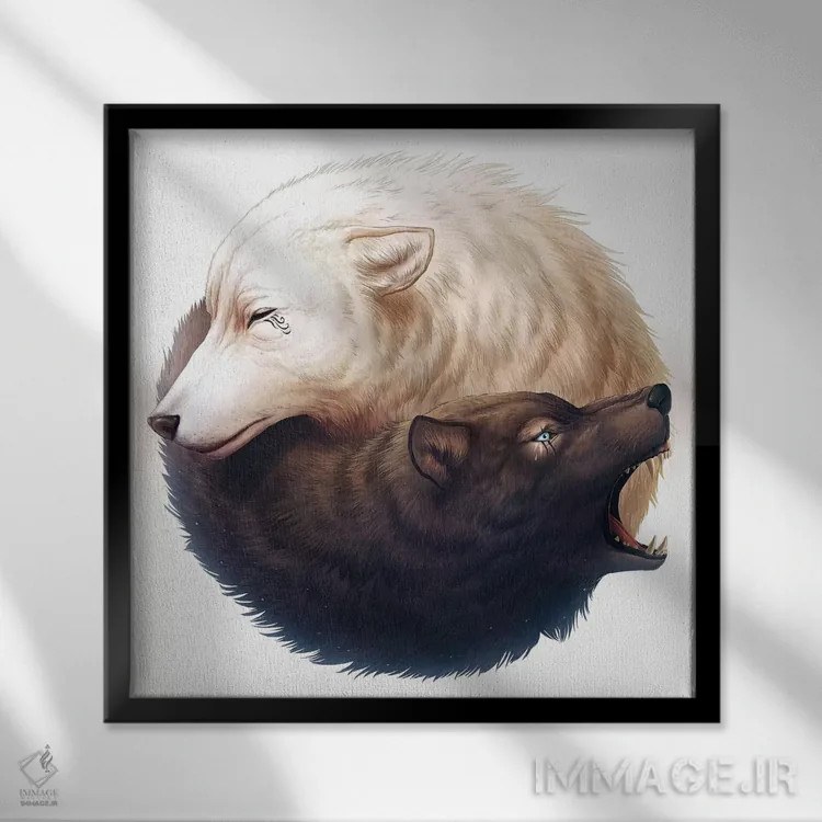 تابلو دکوراتیو یین و یانگ اثر جو جو آرت - نمای قابدار مشکی